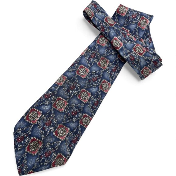 Requirements Silk Tie Geometric Blue Paisley - Picture 2 of 7